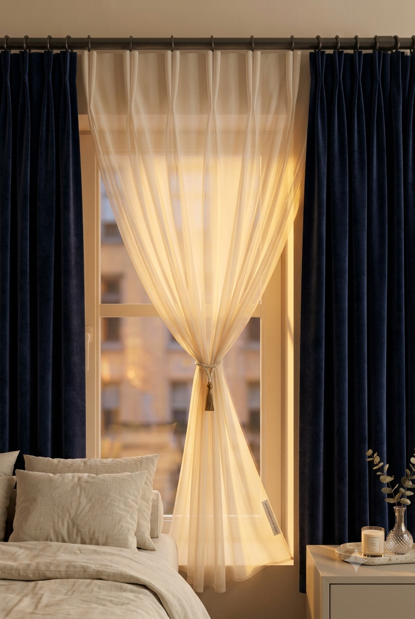 President Deluxe Layered Window Set — Charcoal Grey