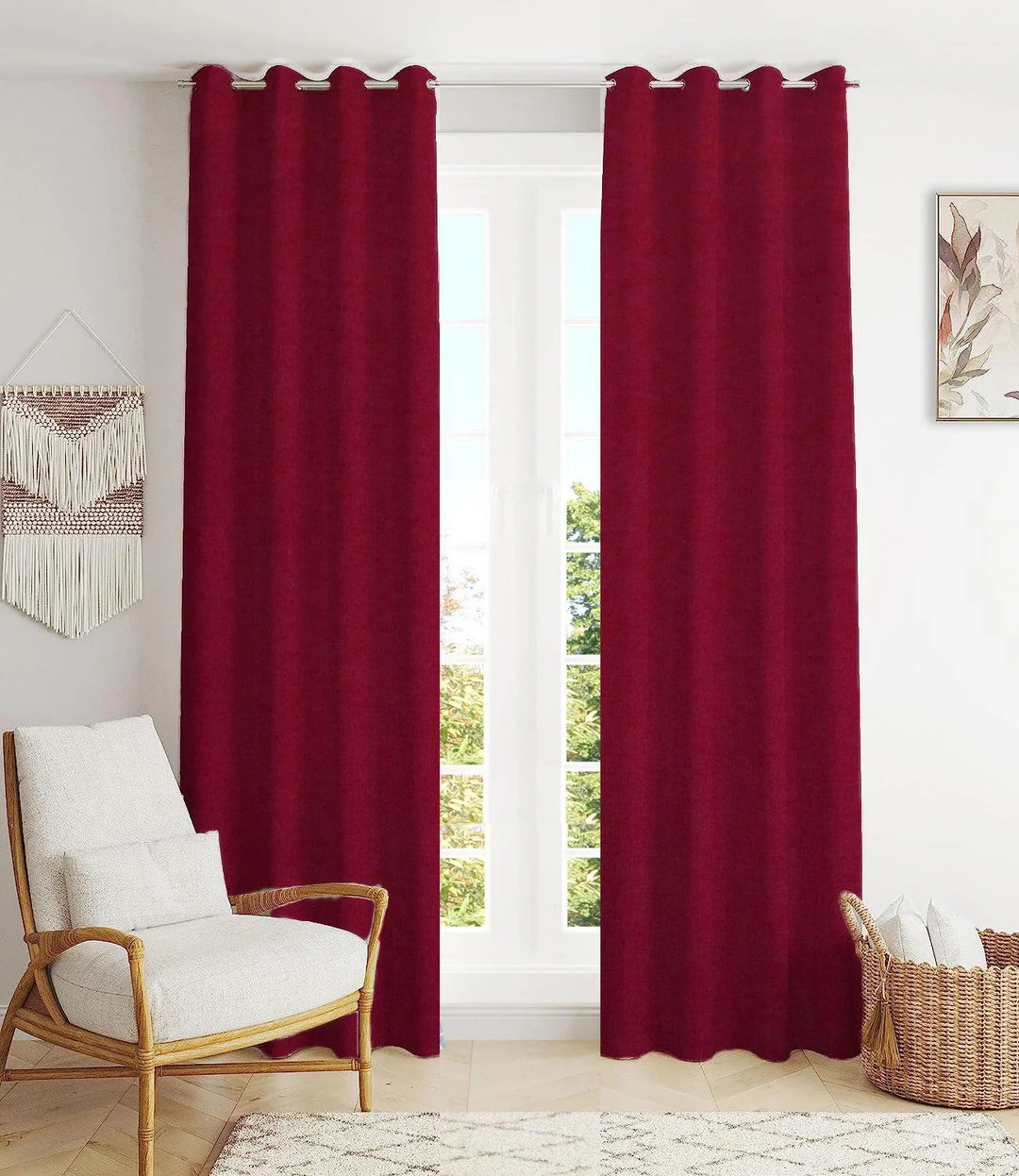 Maroon Plain soft curtain fabric